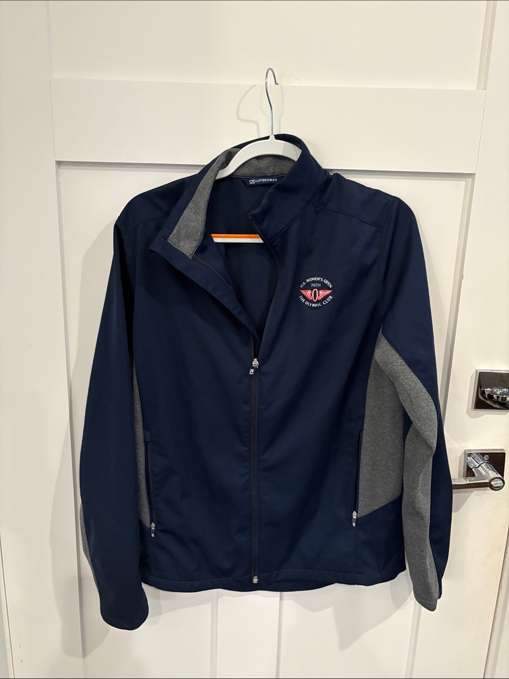 Navy Jacket with Red Winged Embroidered Patch US Ladies Golf Open Olympic Club